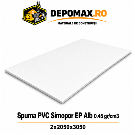 Placa rigida PVC Simopor EP Alb 0.45 g/cm3, 2x2050x3050 mm